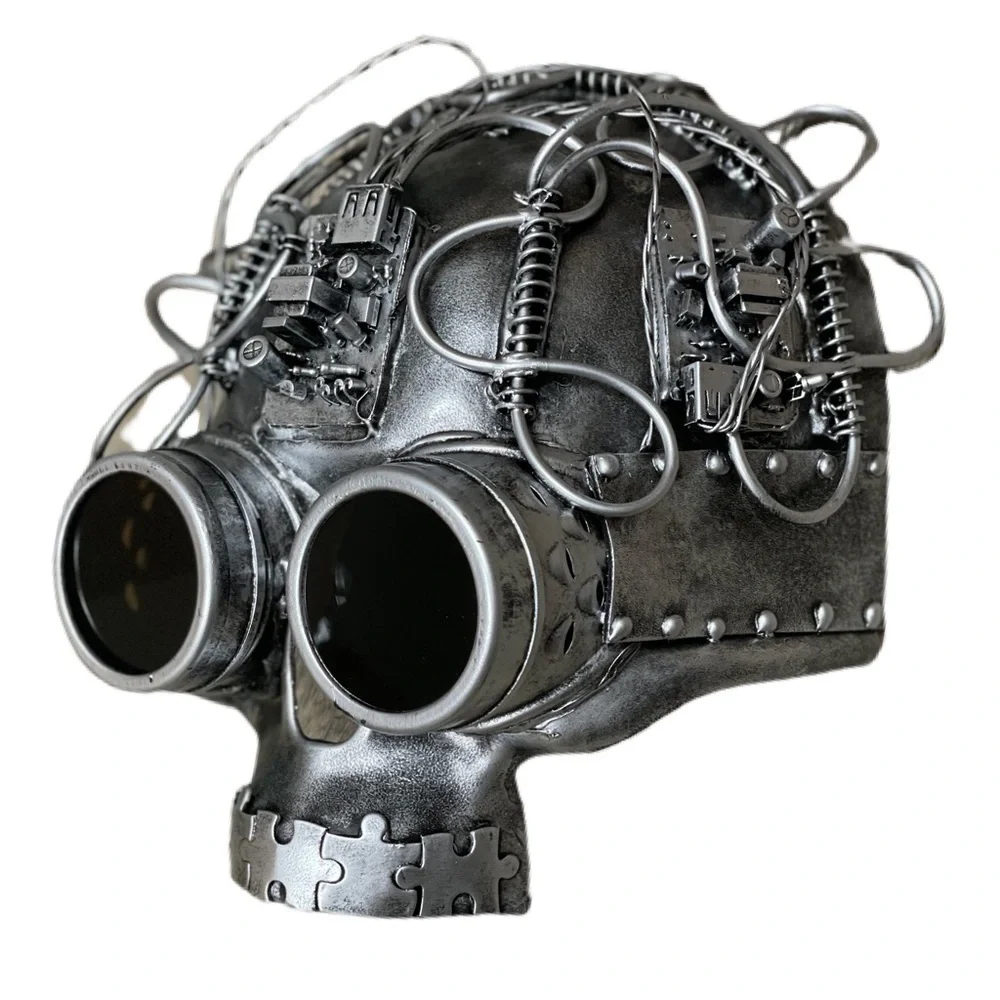 Silver Robotic Steampunk Skull full face Mask NWT!